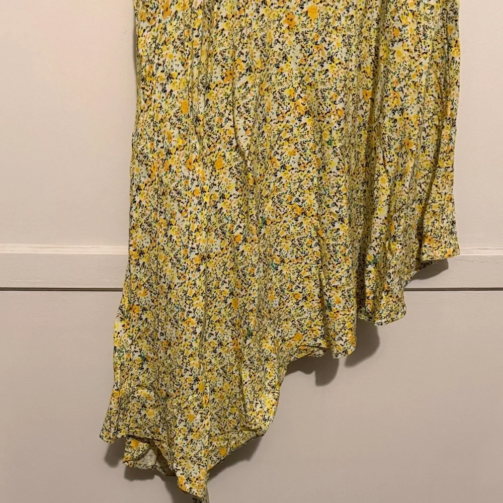 AFRM Yellow Floral Asymmetrical Midi Skirt - Picture 3 of 8